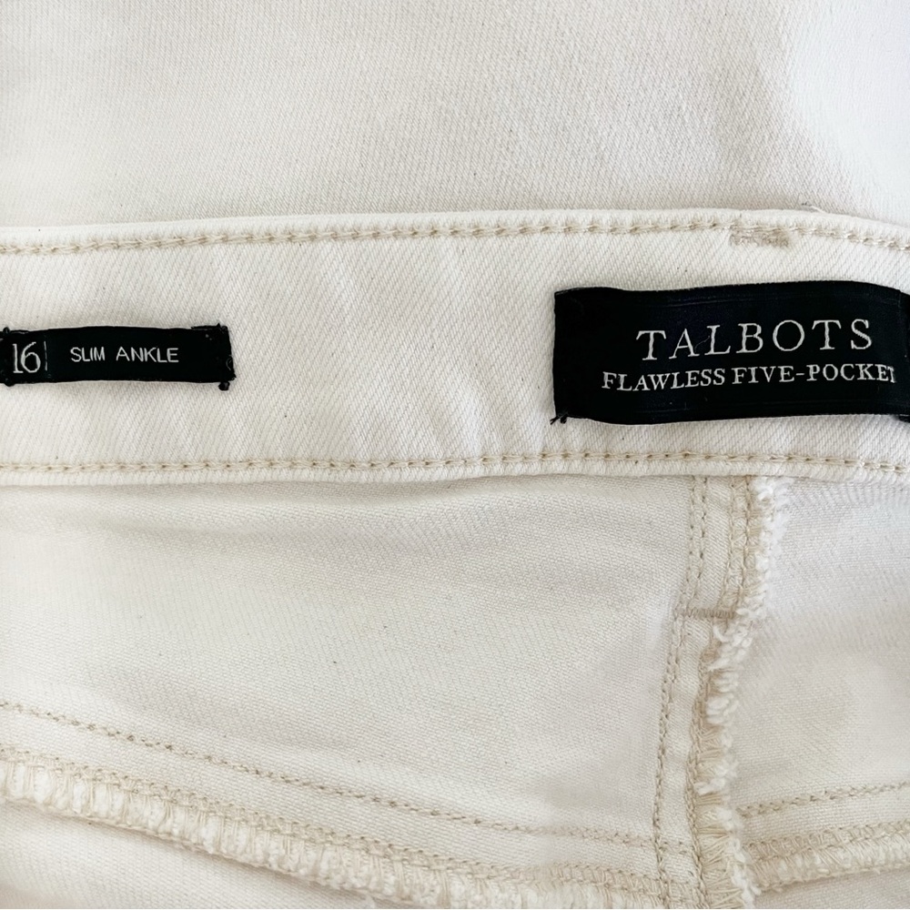 Talbots Cream Cotton Denim Straight Leg‎ Pants Slim Ankle Size 16 - Picture 6 of 12